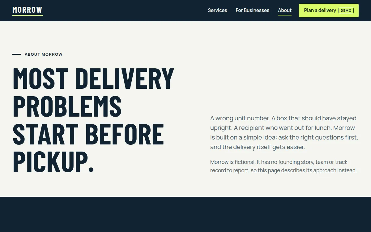 Morrow Delivery — About page