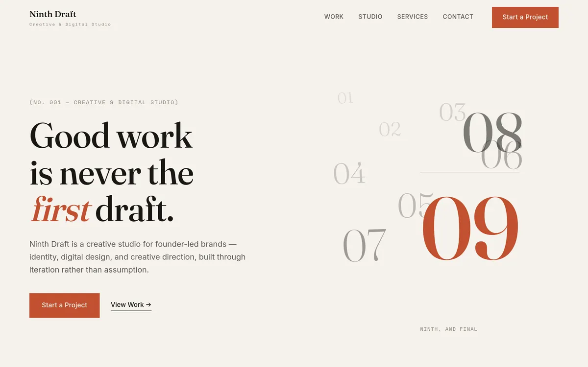 Ninth Draft — Home page