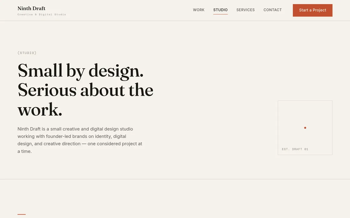 Ninth Draft — Studio page