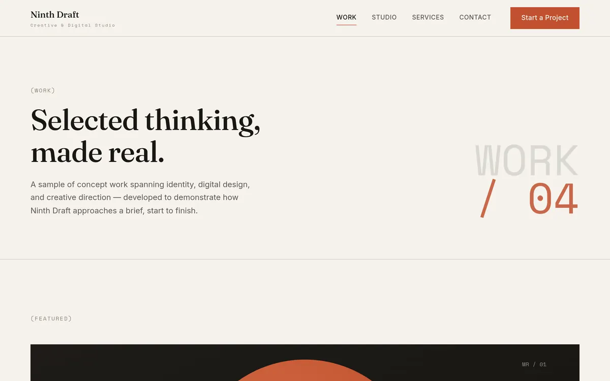 Ninth Draft — Work page
