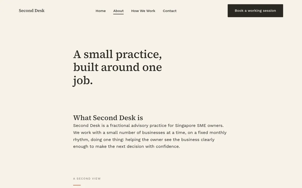 Second Desk — About page