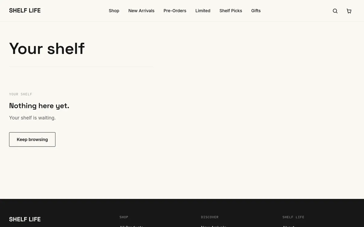 Shelf Life — Cart page