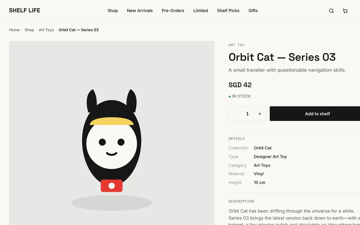 Shelf Life — Orbit Cat product page